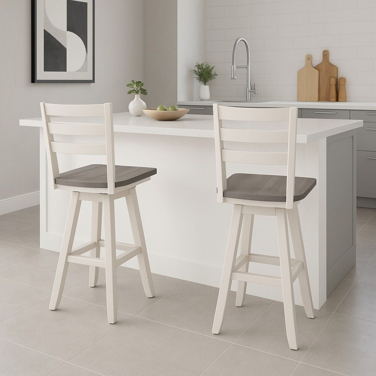 Kitchen & Dining Room Furniture, 2-pc, White, Grey - Item 0008438 E4