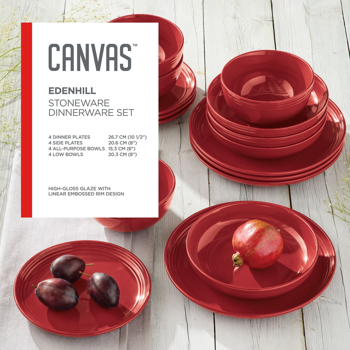 Dining & Entertaining, 16-pc, Red - Item 0006495 J5