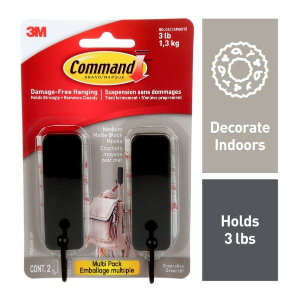 Hanging Hooks, Medium, Black - Item 0009788 N5