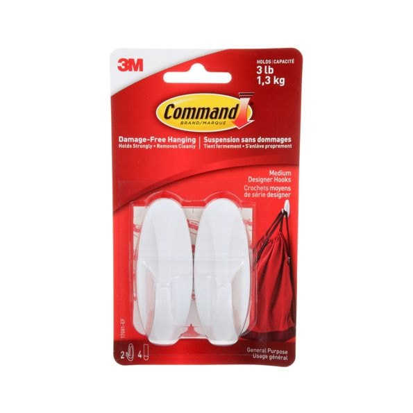 Hanging Hooks, Medium, White - Item 0009702 U6