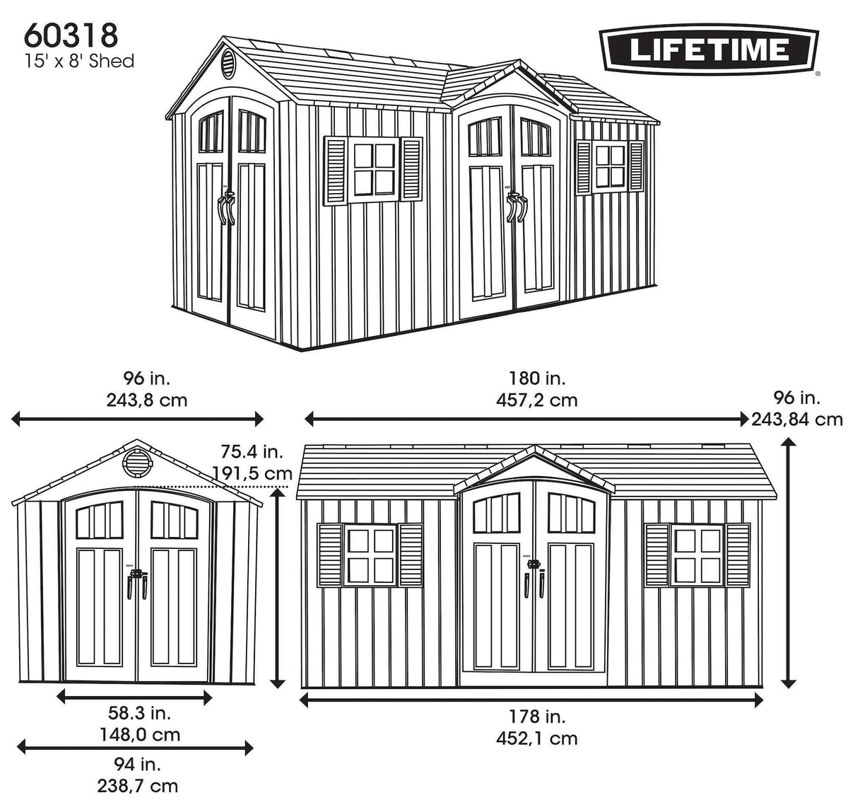 Shed, 15 x 8, Outdoor, Grey - Item 0003197 C4