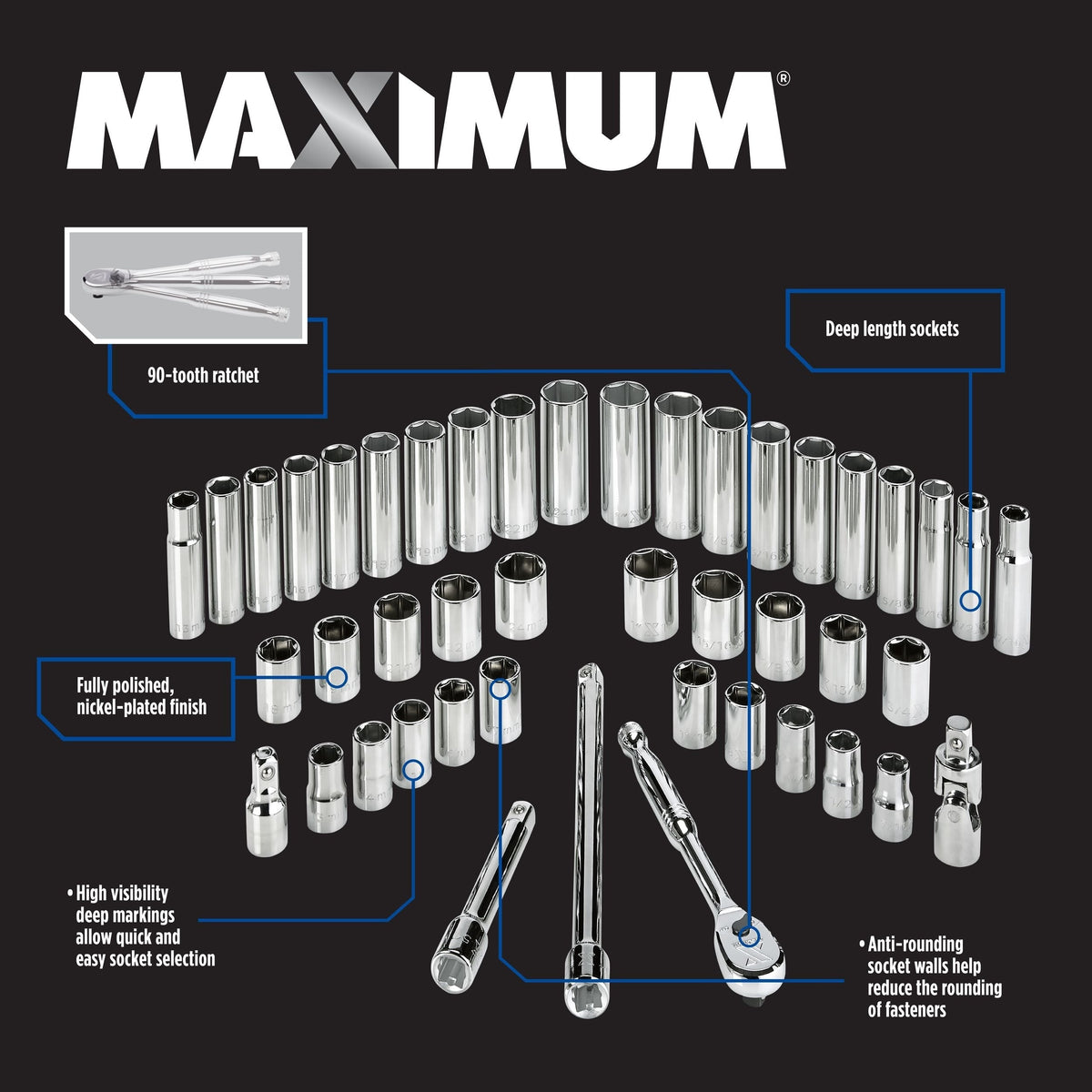 Socket Sets, 2-in, 45-pc - Item 0004303 M7