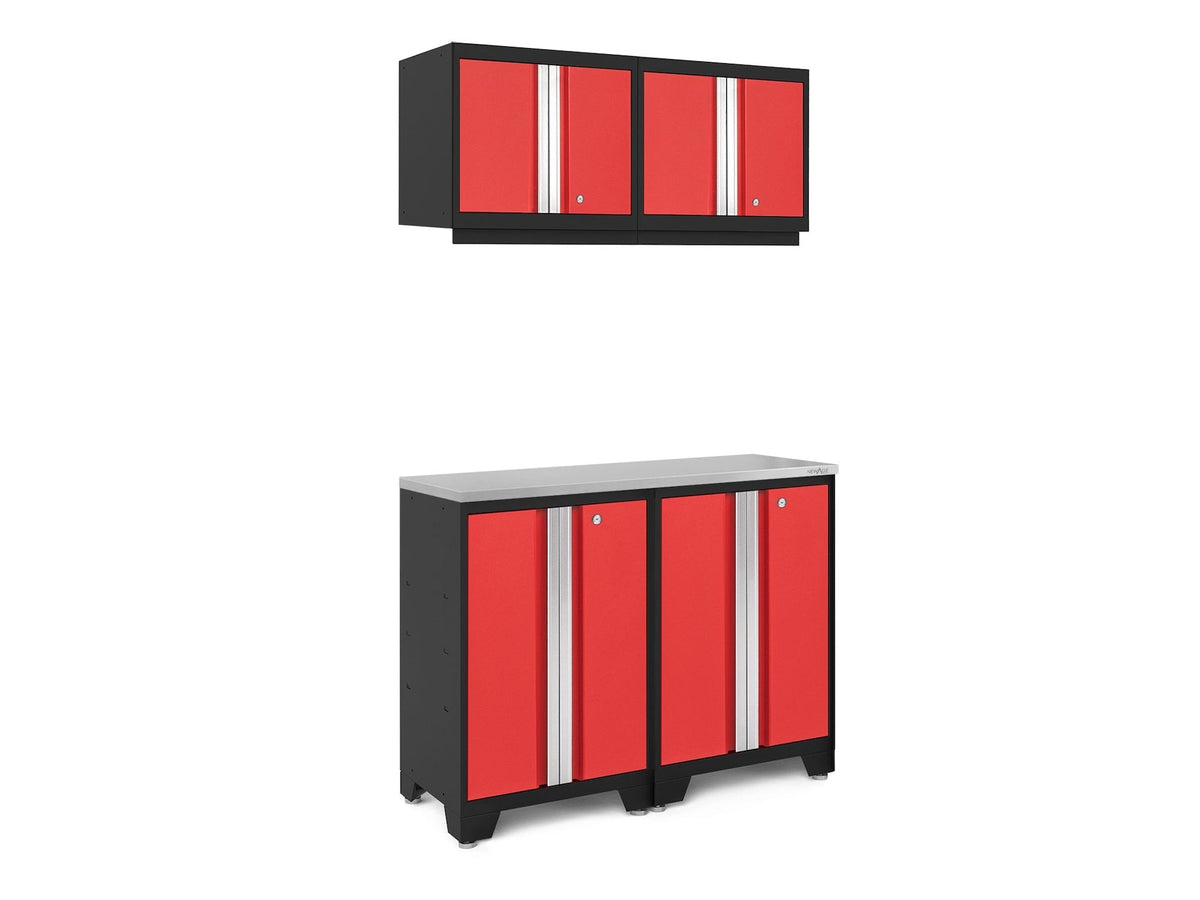 Tool Chests Cabinets and Accessories, 48-in, 18-in, 76.75-in, 5-pc, Stainless Steel, Black, Red - Item 0004438 H1