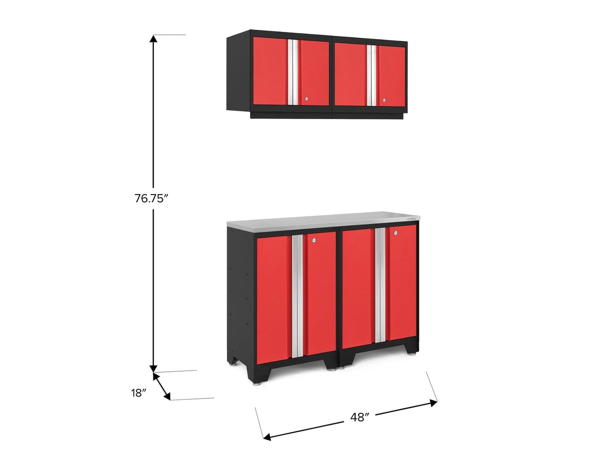 Tool Chests Cabinets and Accessories, 48-in, 18-in, 76.75-in, 5-pc, Stainless Steel, Black, Red - Item 0004438 H1