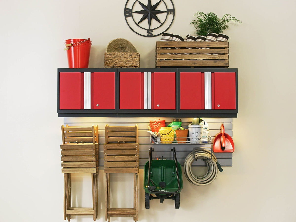 Tool Chests Cabinets and Accessories, 48-in, 18-in, 76.75-in, 5-pc, Stainless Steel, Black, Red - Item 0004438 H1