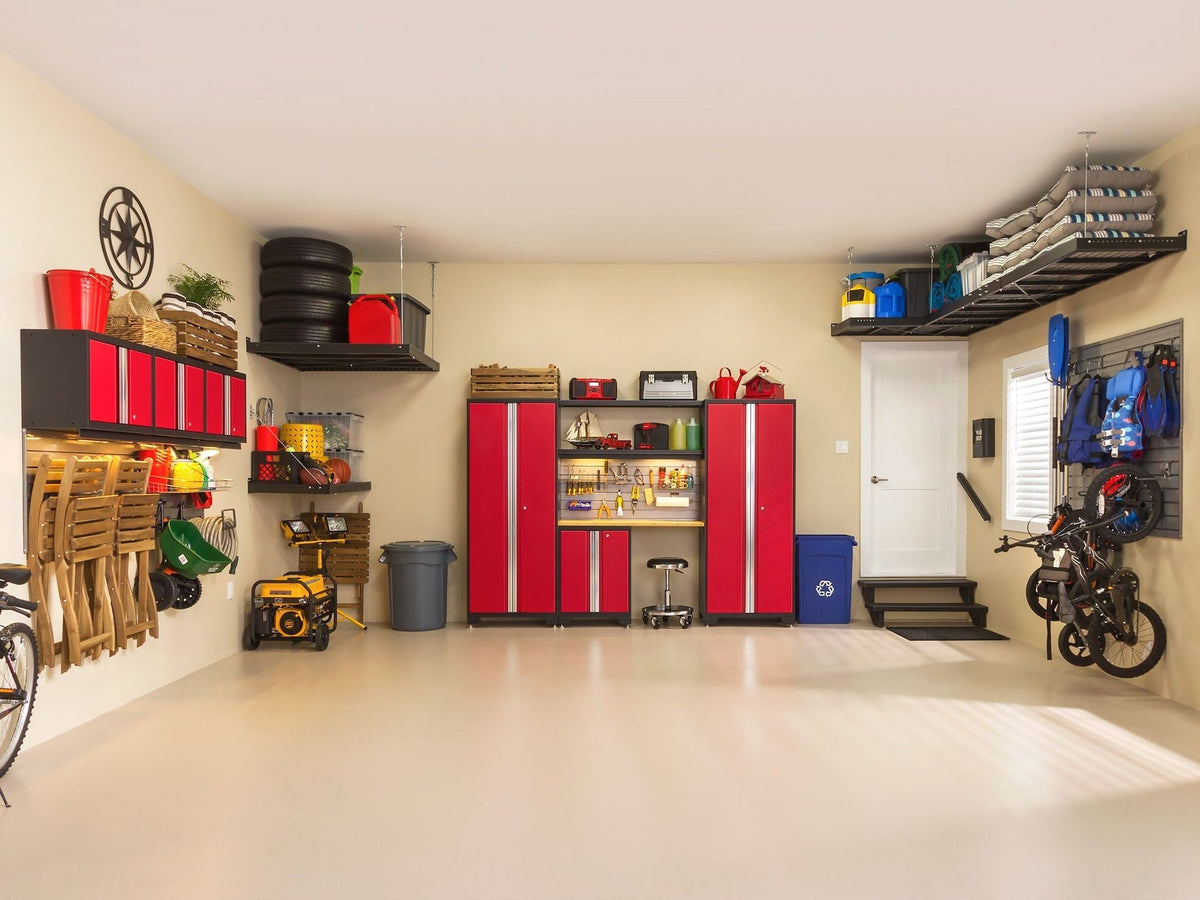 Tool Chests Cabinets and Accessories, 48-in, 18-in, 76.75-in, 5-pc, Stainless Steel, Black, Red - Item 0004438 H1