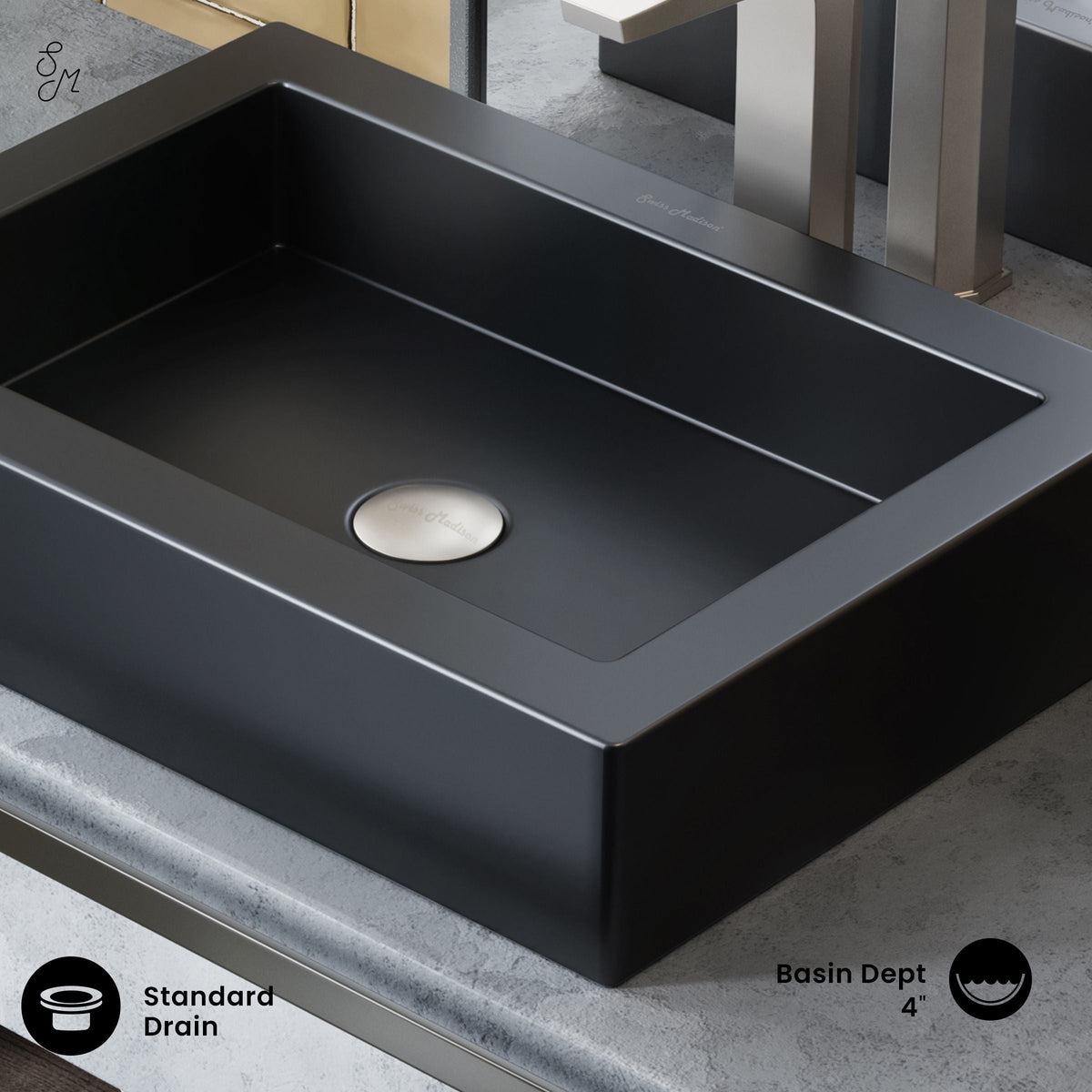 Bathroom Sinks, Ceramic, Black - Item 0002079 W3