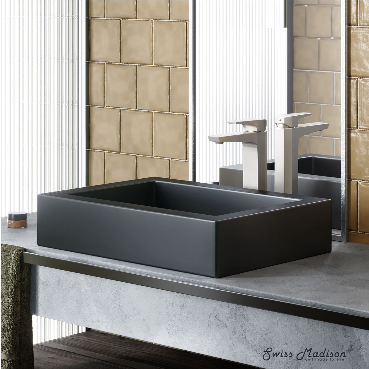 Bathroom Sinks, Ceramic, Black - Item 0002079 W3