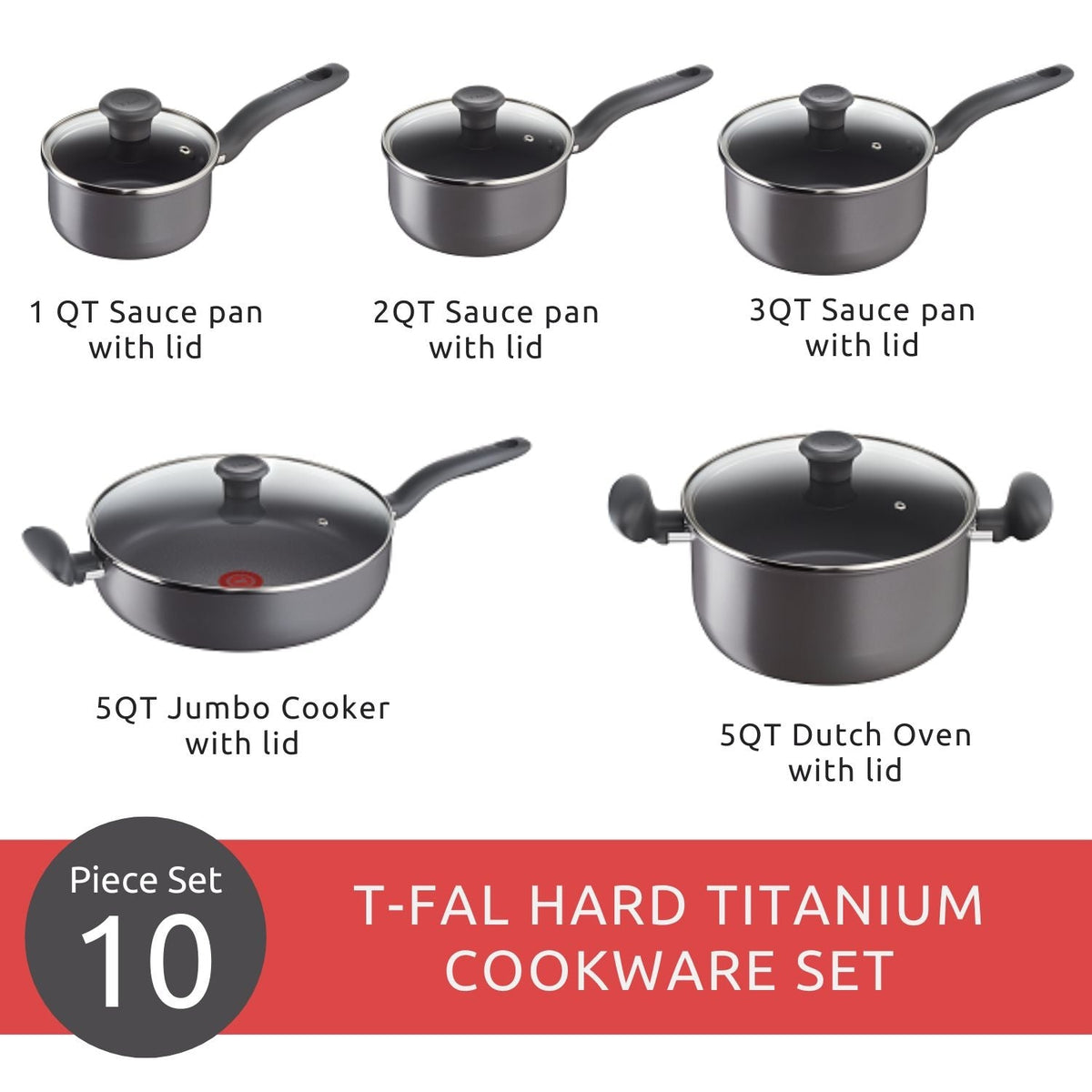 Cookware Sets, 10-pc, Non-stick, Grey - Item 0008299 E5