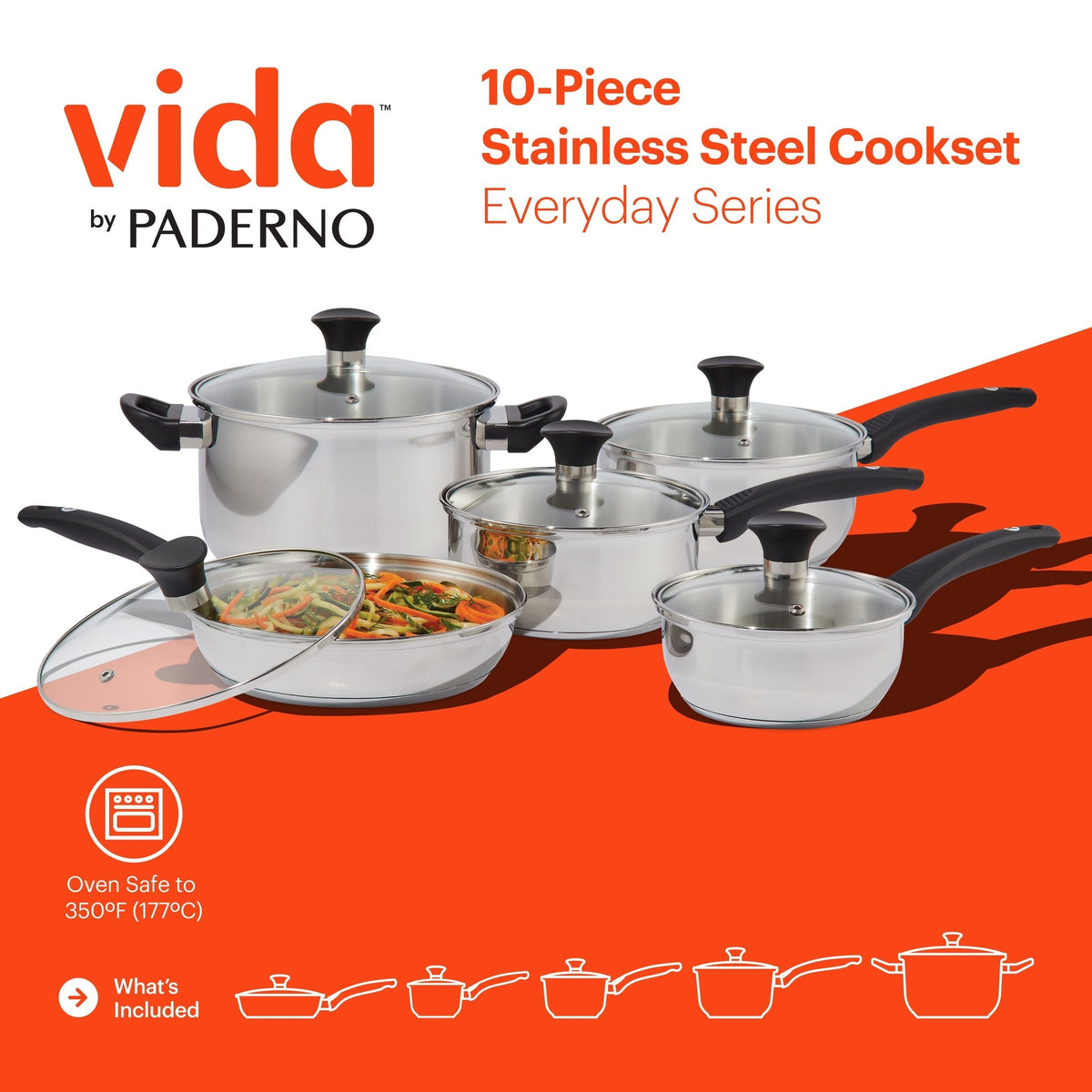 Cookware Sets, 10-pc, Stainless Steel - Item 0008288 B2