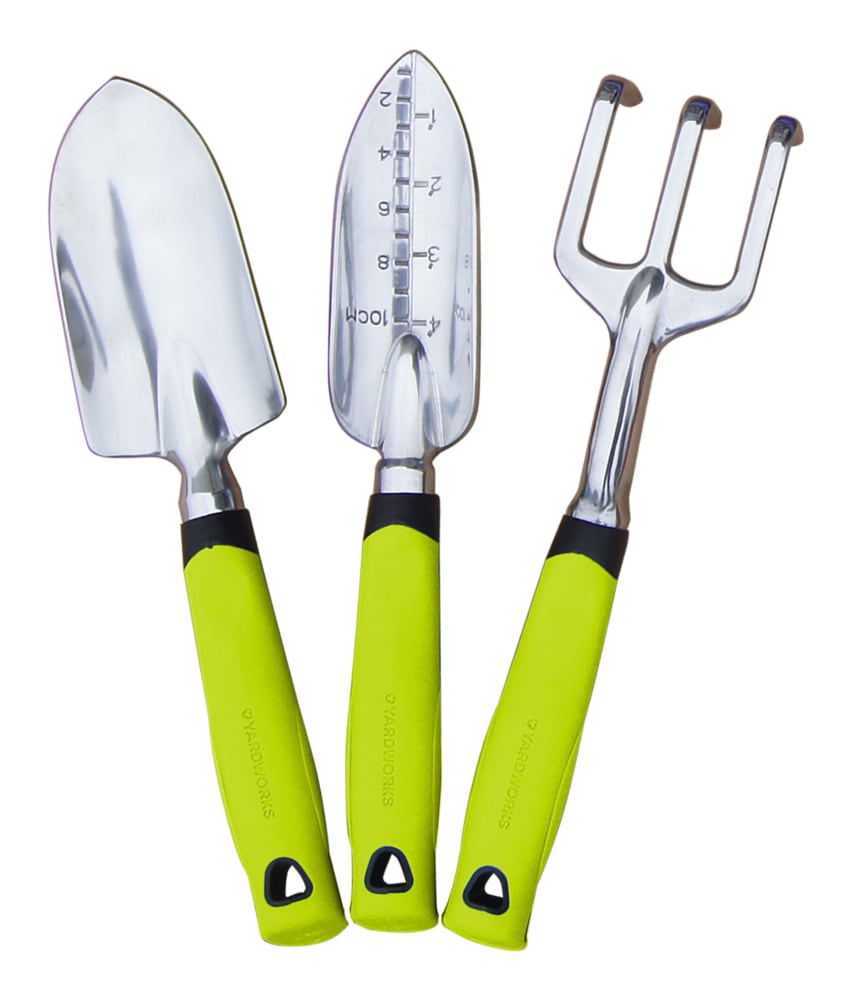 Gardening Tools, 3-pc, Aluminium, Rubber, Assorted Colours - Item 0003596 O2