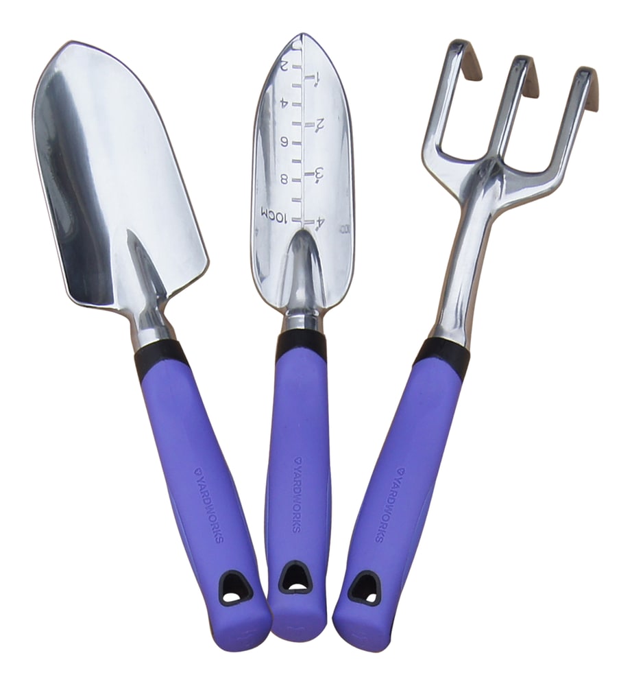 Gardening Tools, 3-pc, Aluminium, Rubber, Assorted Colours - Item 0003596 O2