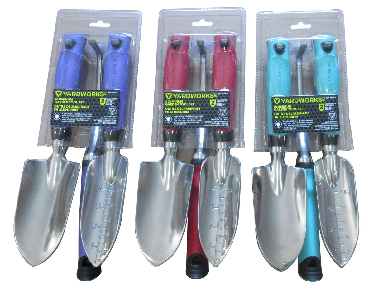 Gardening Tools, 3-pc, Aluminium, Rubber, Assorted Colours - Item 0003596 O2