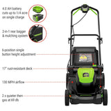 Cordless Lawn Mowers, 60V, 17-in, 4.0 Ah - Item 0002989 I4