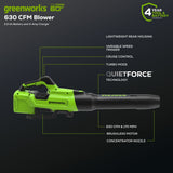 Leaf Blower, 60V, 2.5Ah - Item 0003330 Y7