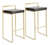 Kitchen & Dining Room Furniture, 2-Piece, Leather, Black, Gold - Item 0008524 A7