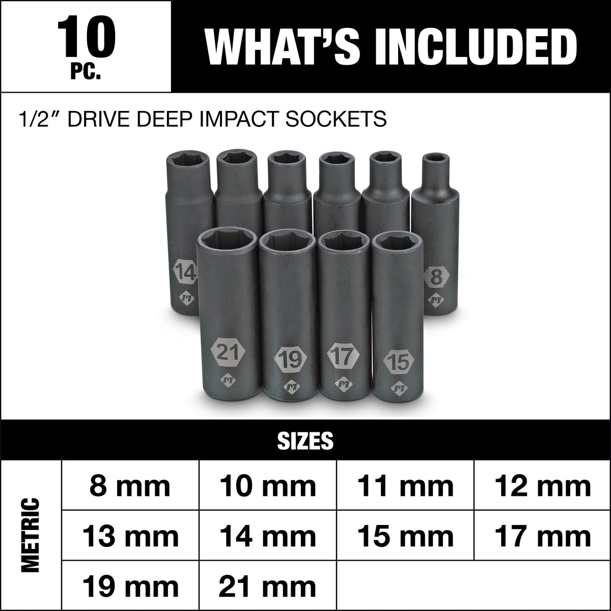 Socket Sets, 2-in, 10-pc - Item 0004329 C1