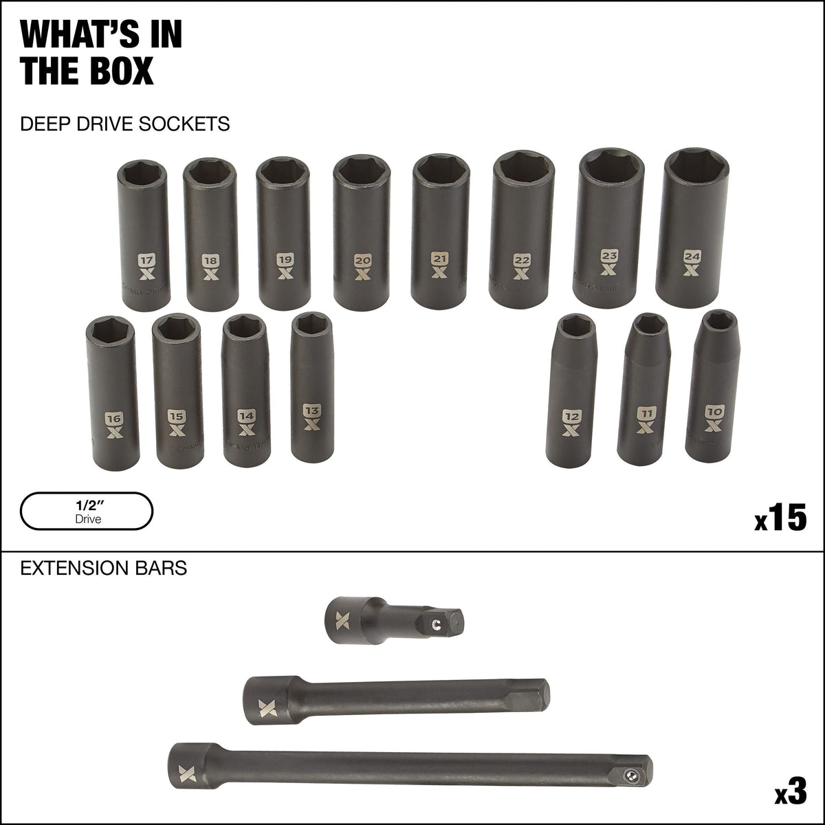 Socket Sets, 2-in, 18-pc - Item 0004322 L2