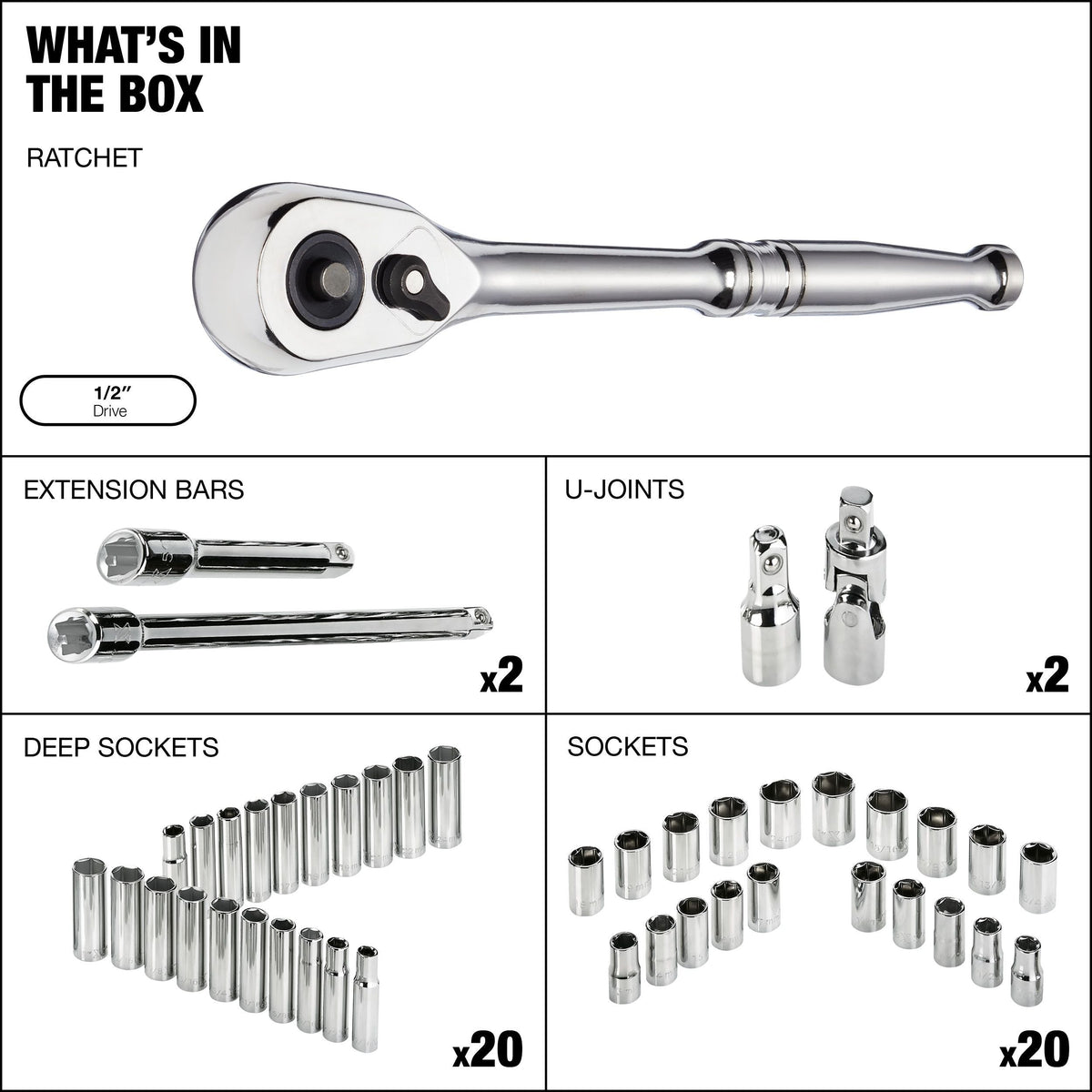 Socket Sets, 2-in, 45-pc - Item 0004303 M7