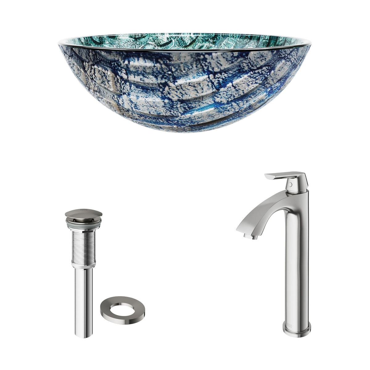 Bathroom Sinks, Glass, Blue - Item 0002094 Z5