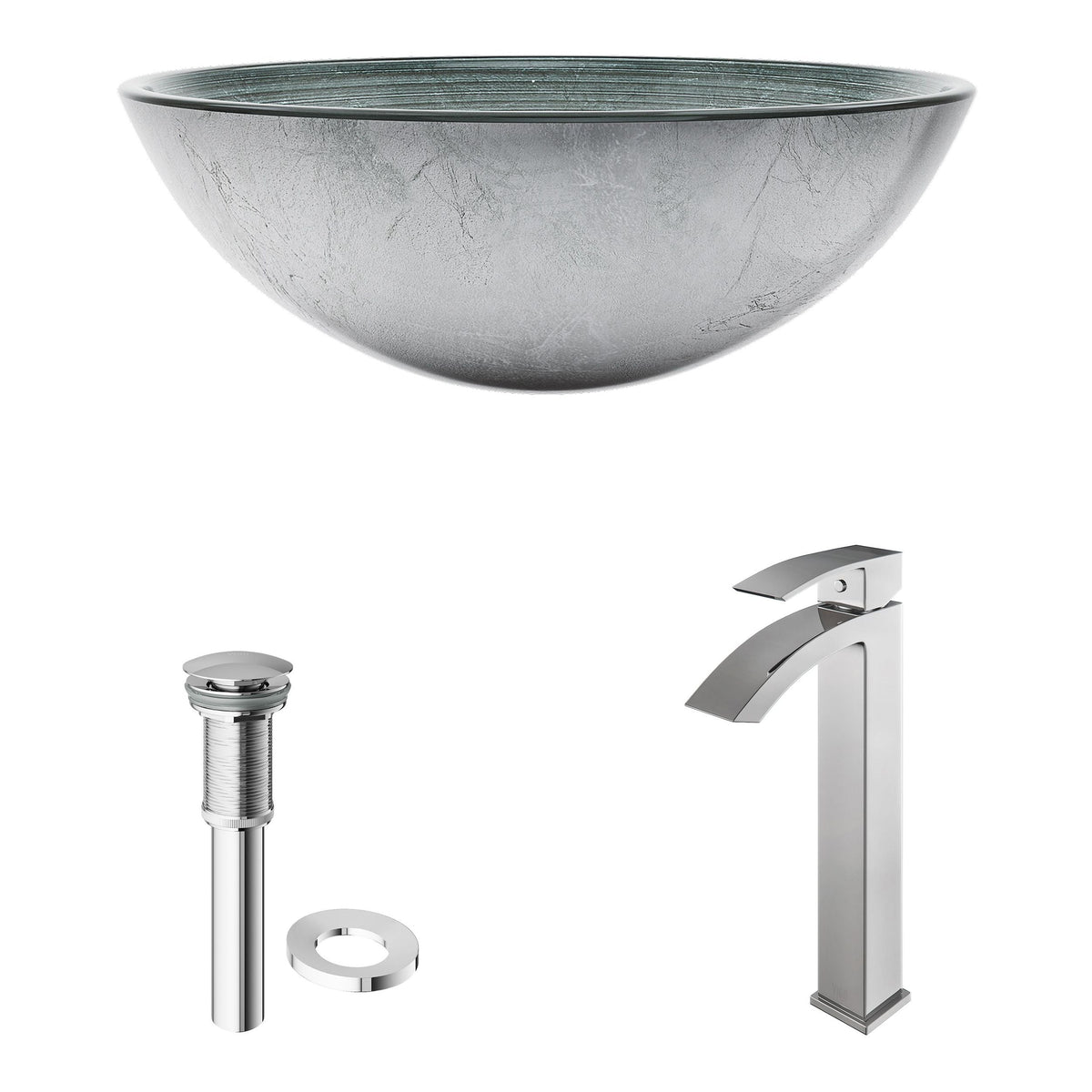 Bathroom Sinks, Glass, Silver - Item 0002093 F6