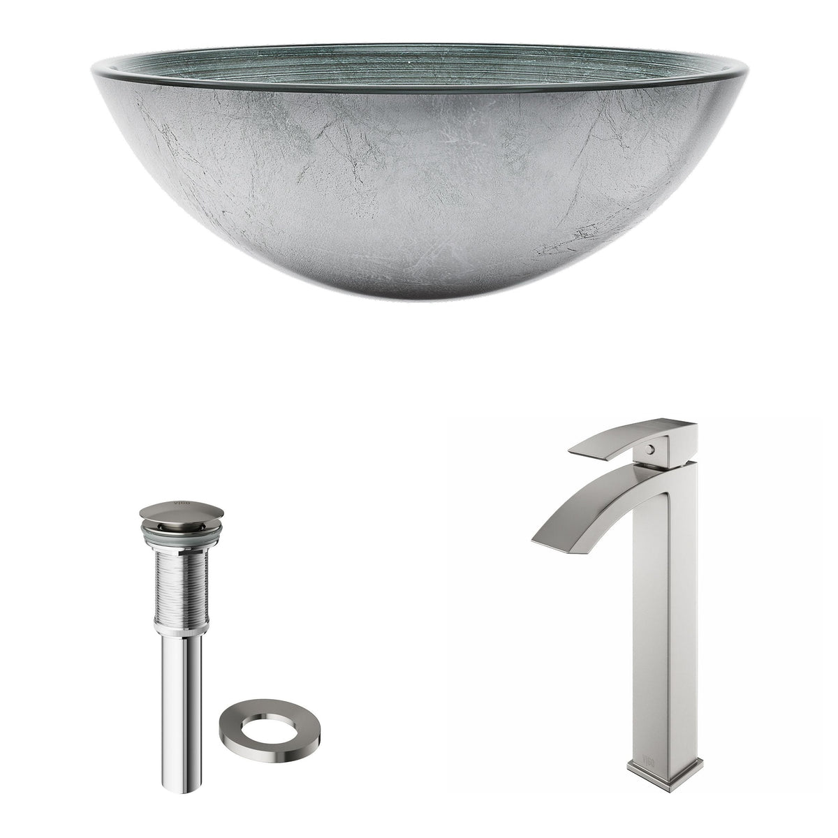Bathroom Sinks, Glass, Silver - Item 0002084 K2
