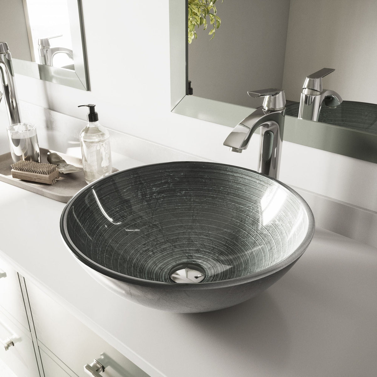 Bathroom Sinks, Glass, Gray - Item 0002090 F4